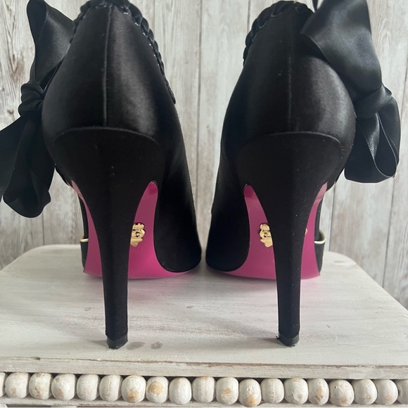 Betsey Johnson Rally Black Satin Stiletto Heels - Picture 6 of 8